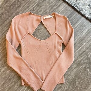 Astr Ribbed Knit Top in light pink